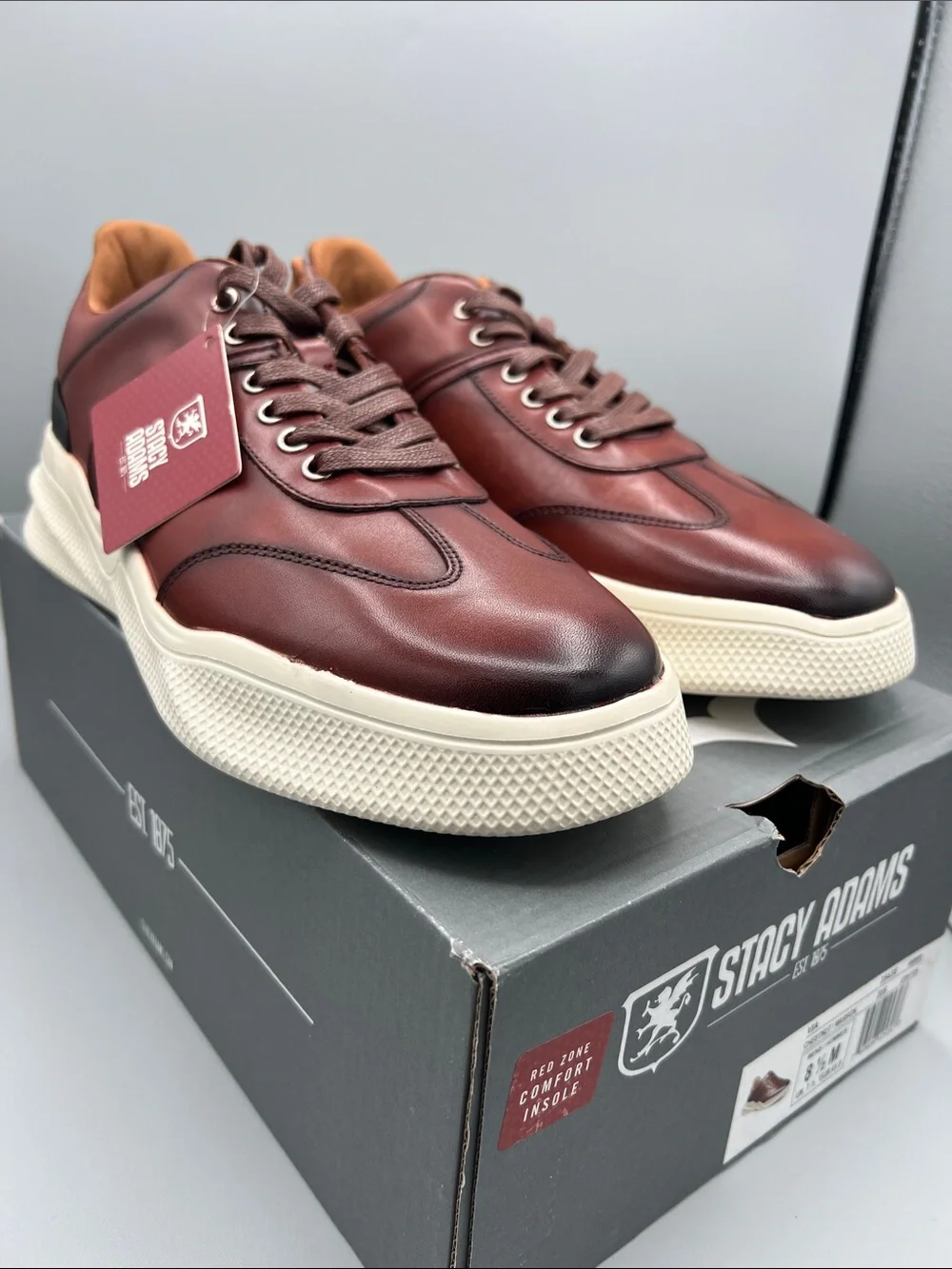 Stacy Adams Chestnut Leather Oxfords